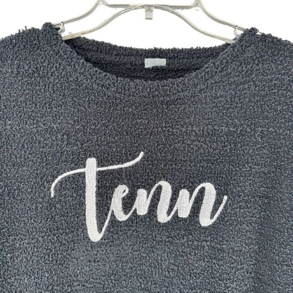 Tennessee Pullover Top Black Cozy Teddy Bear Knit Long Sleeve TENN Embroidered M - Picture 2 of 4